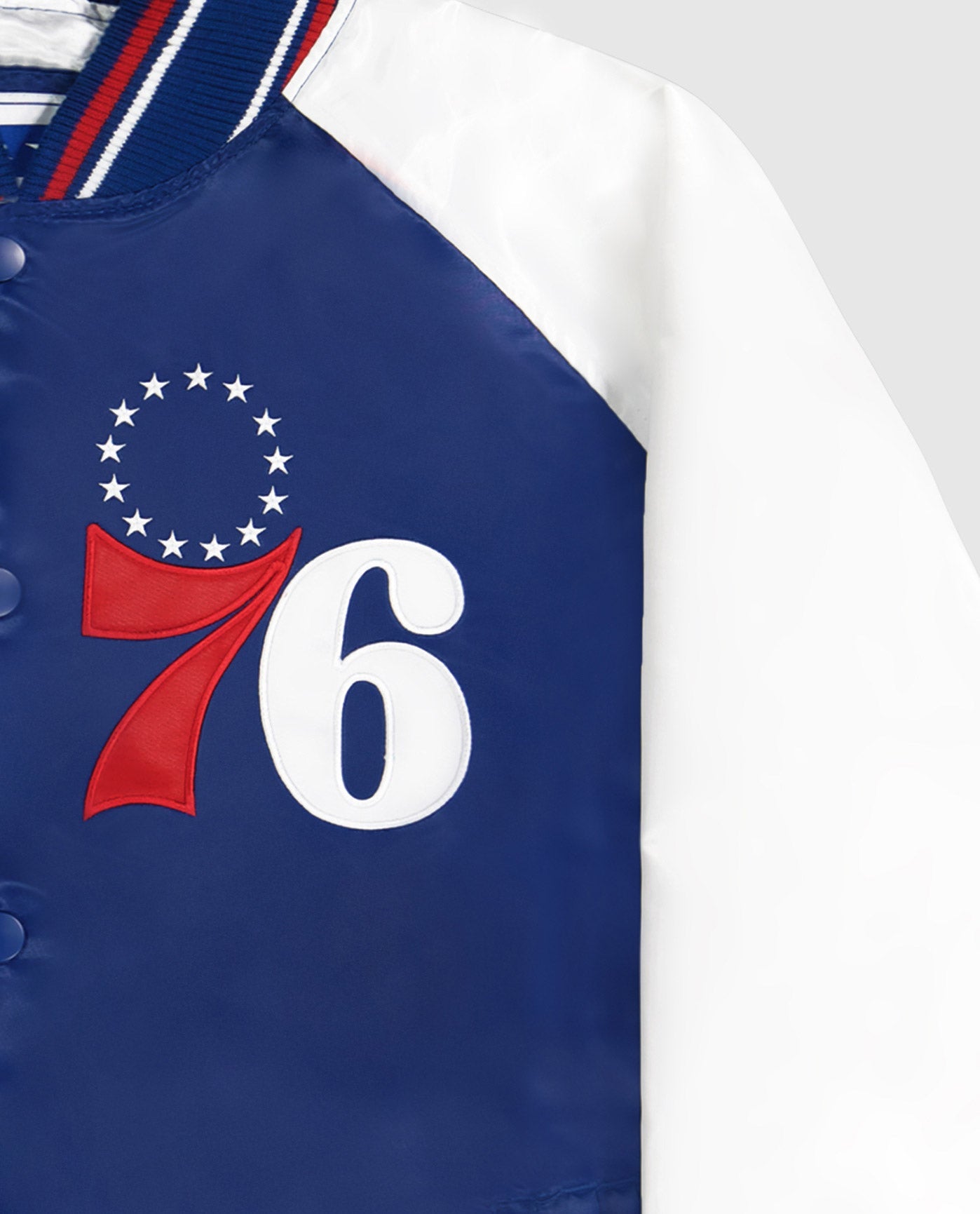 Men's Starter Royal Philadelphia 76ers Force Play Satin Full-Snap Varsity Jacket