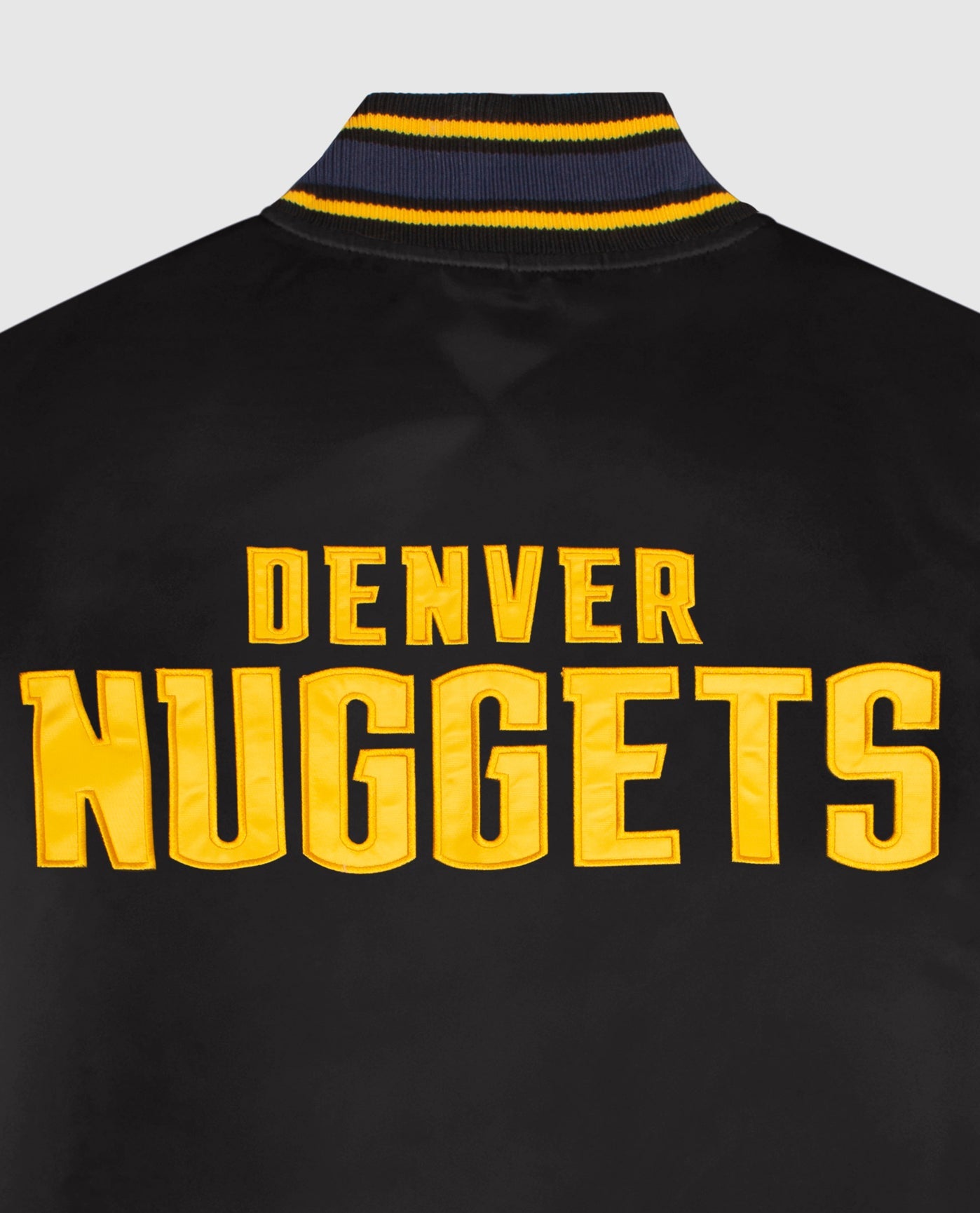 Team Name on Back of Denver Nuggets Satin Full-Snap Jacket | Black