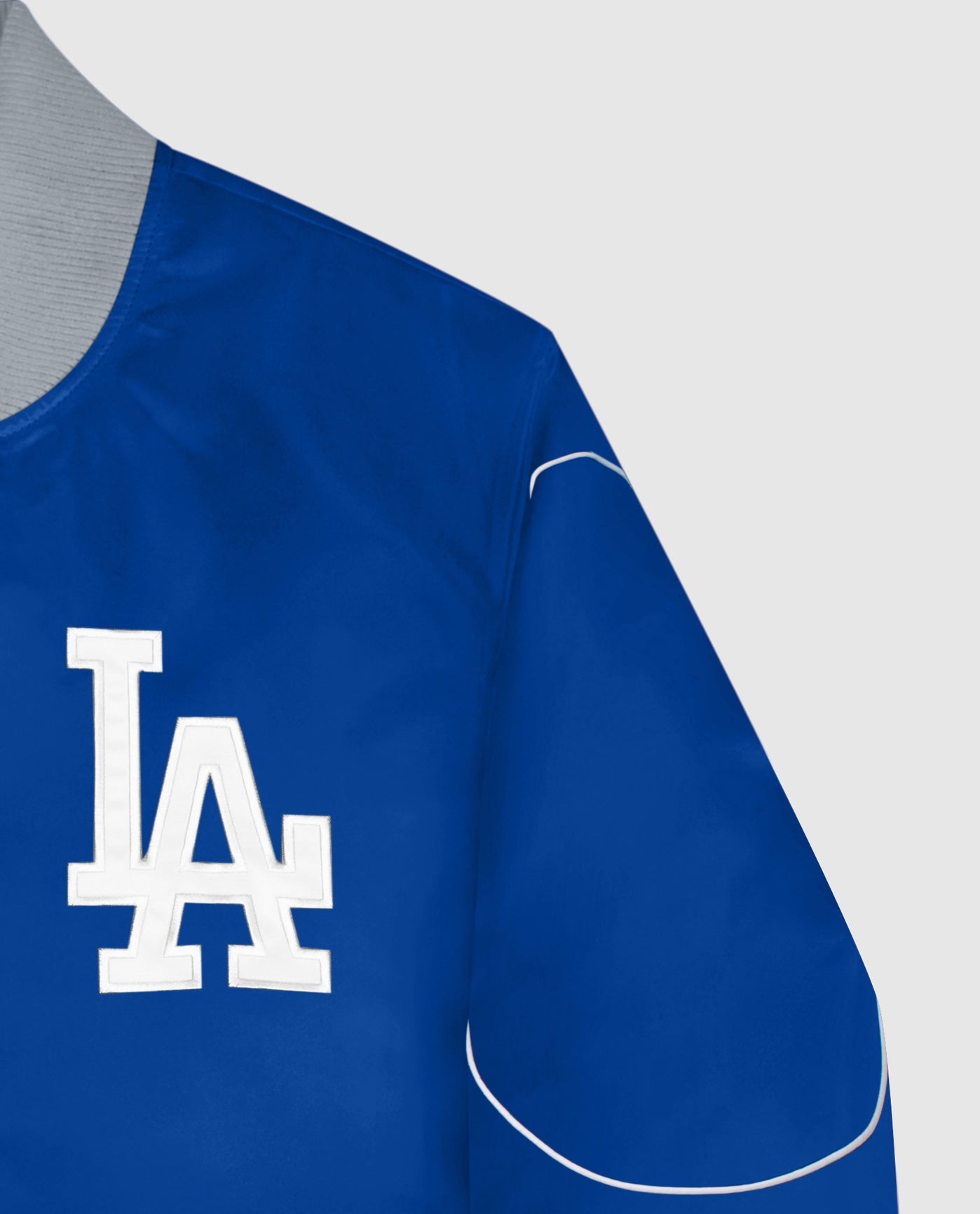 Cap Logo On Left Chest And Sleeve Of Los Angeles Dodgers Nylon Full-Snap Jacket | Dodgers Blue