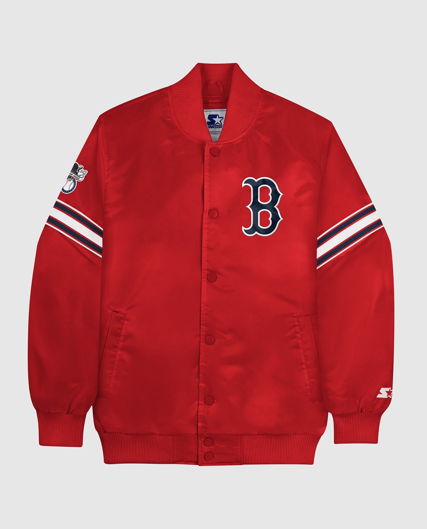 Front of Boston Red Sox Satin Full-Snap Jacket | Red Sox Red