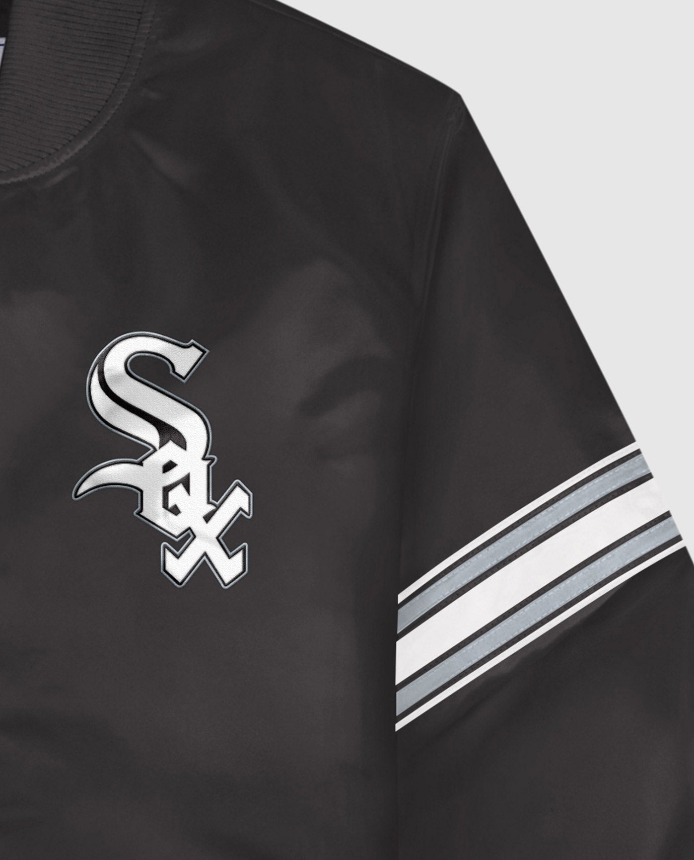 Chicago White Sox Starter Reliever Varsity Satin Raglan Full-Snap Jacket -  Black/Silver