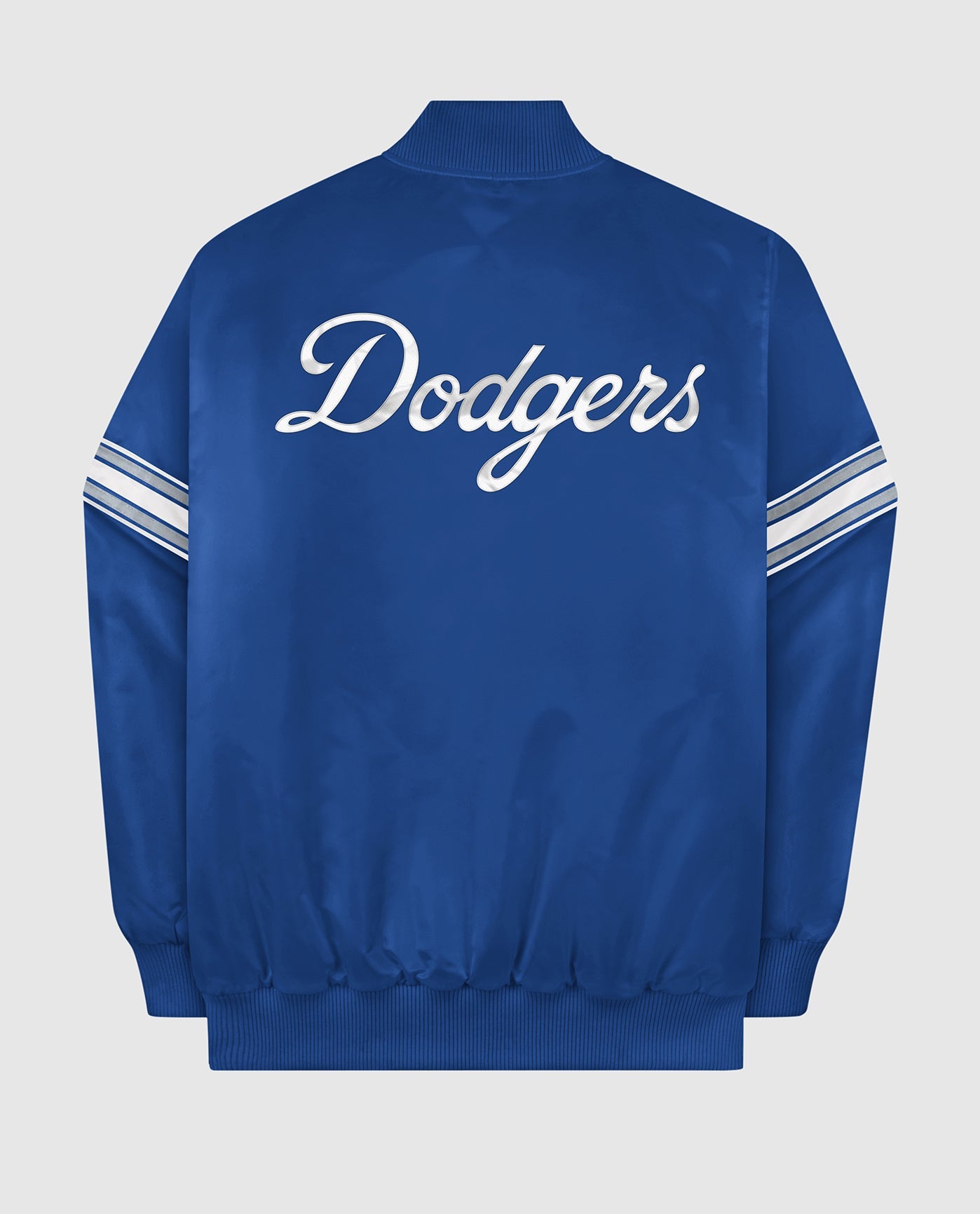 Back of Los Angeles Dodgers Varsity Satin Full-Snap Jacket | Dodgers Blue