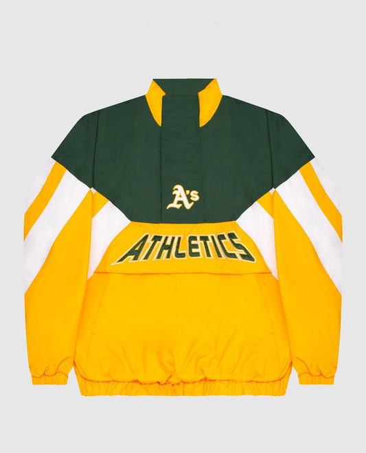 Front Of Oakland Athletics Nylon Half-Zip Jacket | Athletics Green