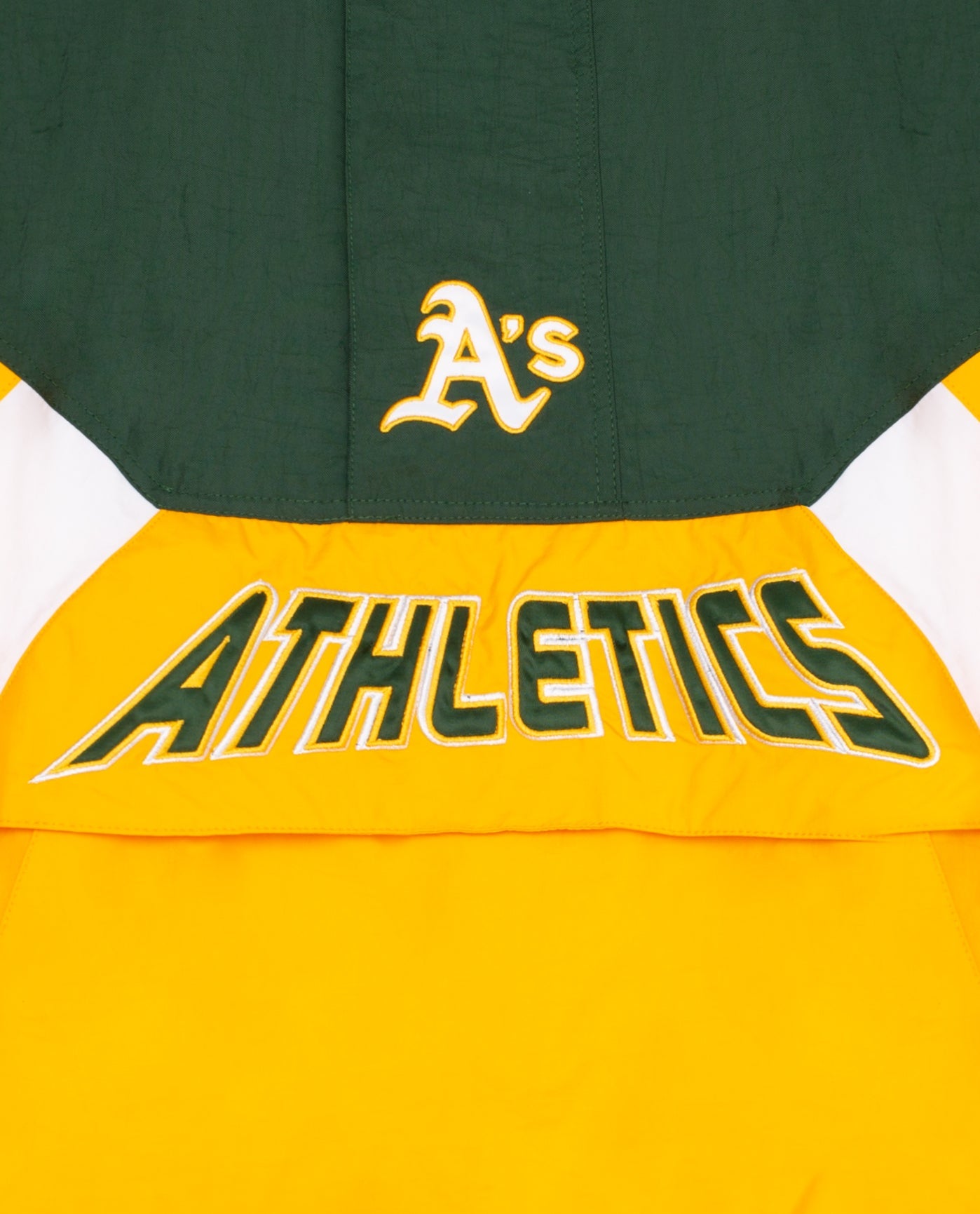 Team Logo And Name On Front Of Oakland Athletics Nylon Half-Zip Jacket | Athletics Green