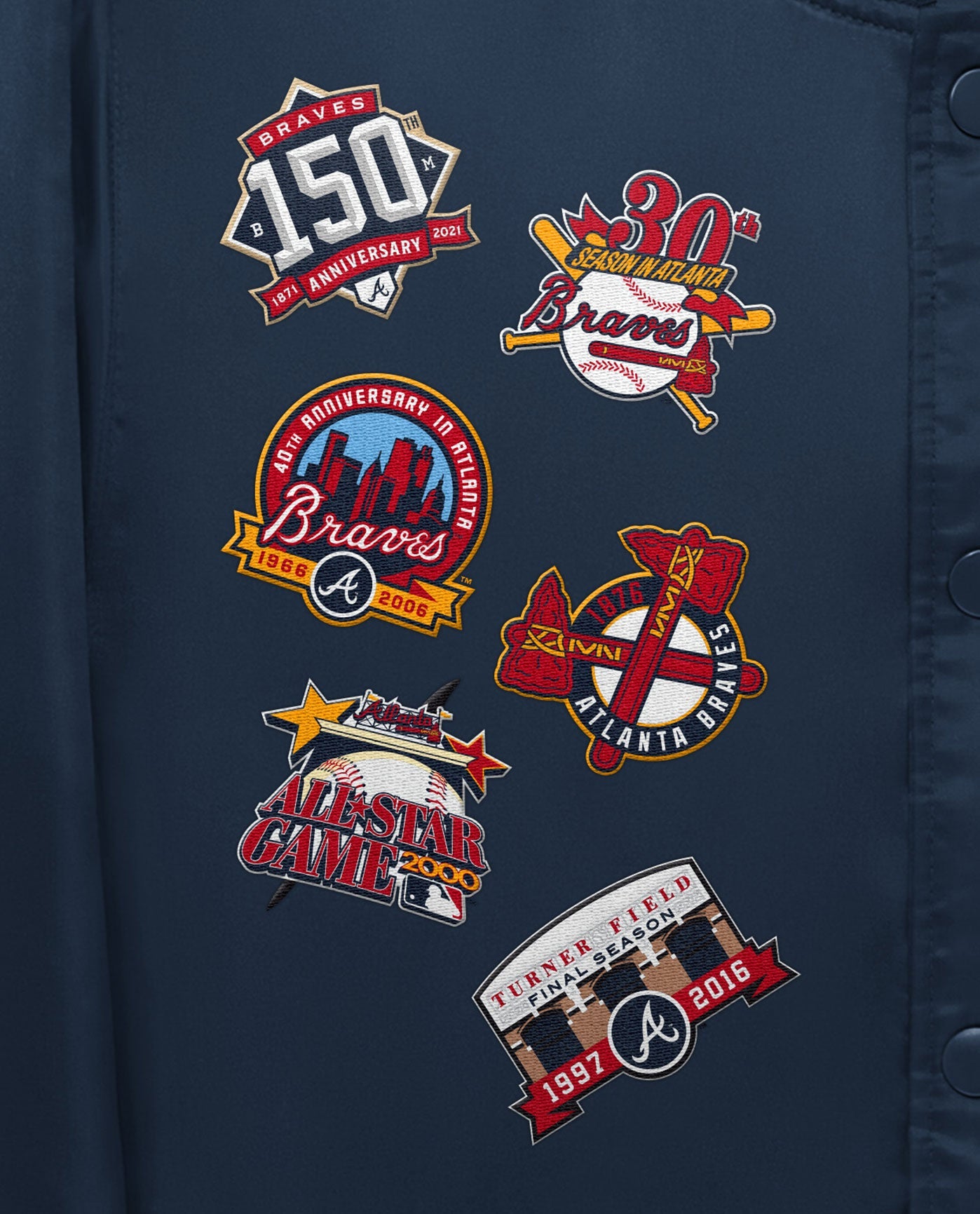 Atlanta Braves Starter Vintage Varsity Satin Full-Snap Jacket - Navy/Cream