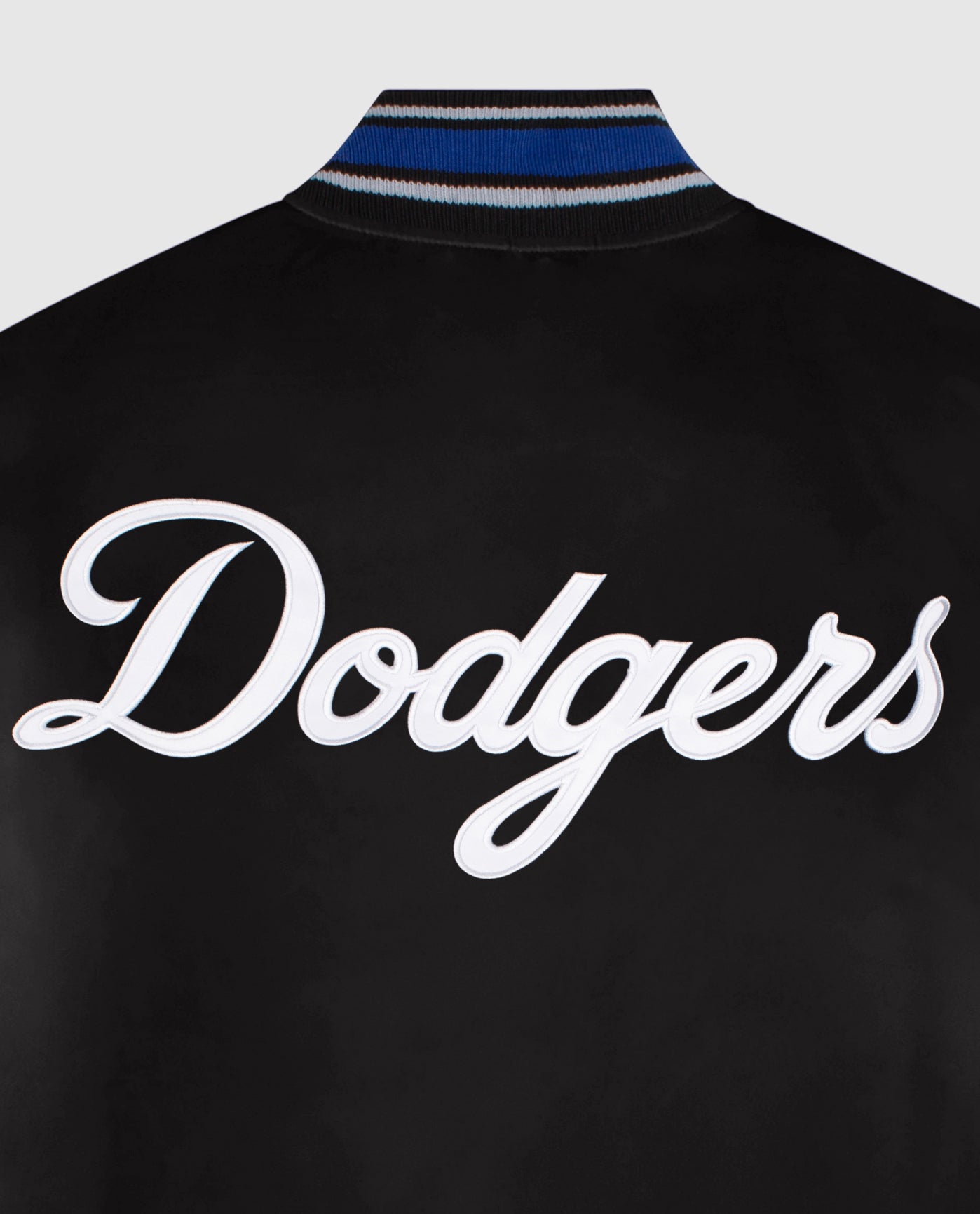 Team Name on Back of Los Angeles Dodgers Satin Full-Snap Jacket | Black