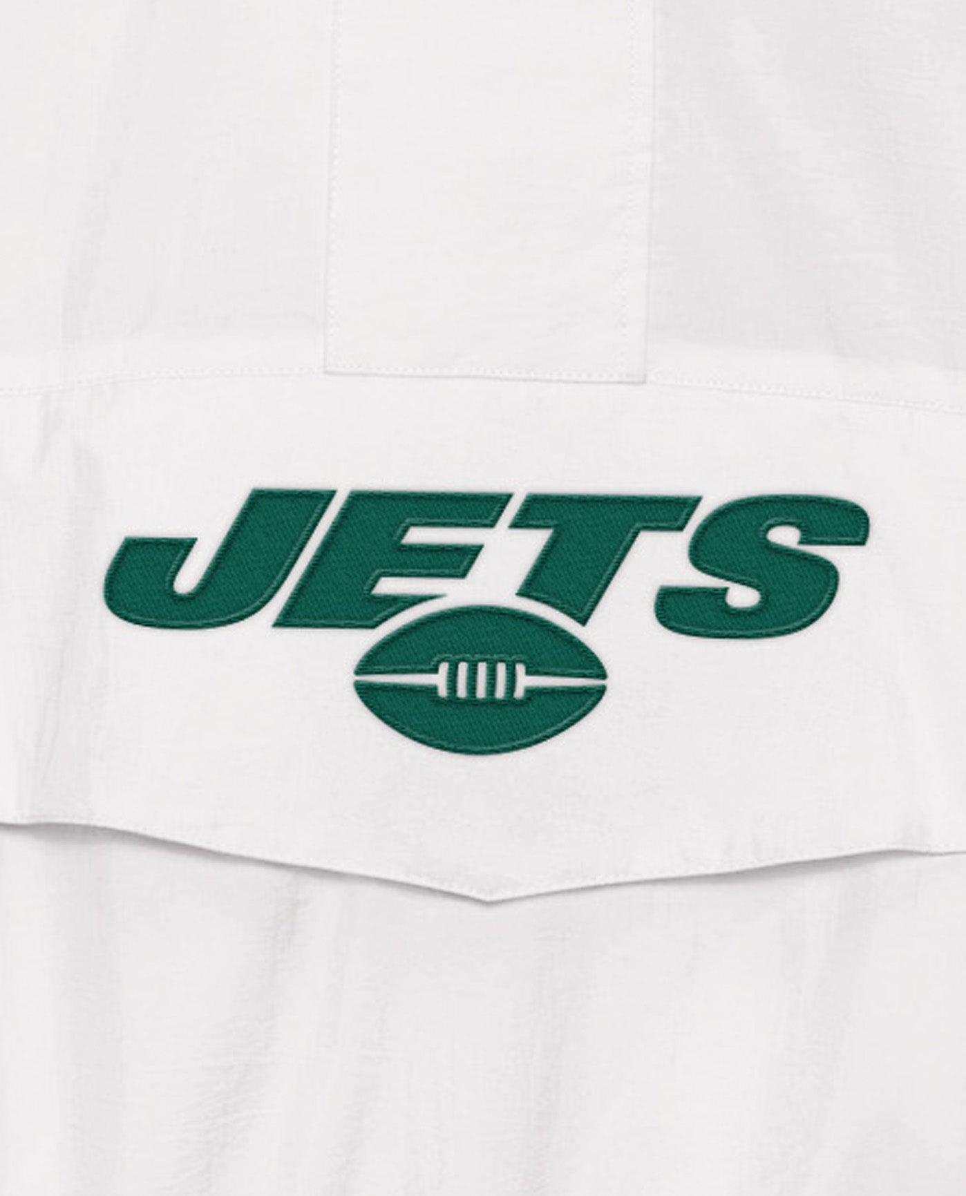 Team Name On Front Of New York Jets Home Team Half-Zip Jacket | White