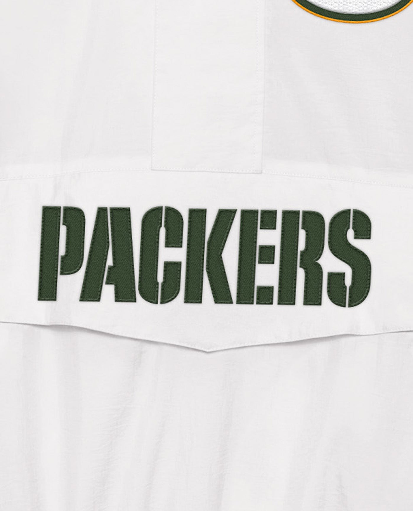 Team Name On Front Of Green Bay Packers Home Team Half-Zip Jacket | White