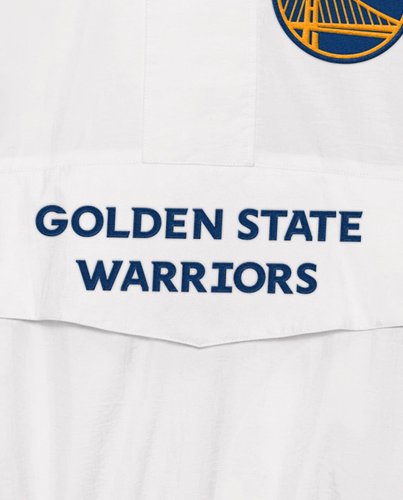 Team Name On Front Of Golden State Warriors Home Team Half-Zip Jacket | White