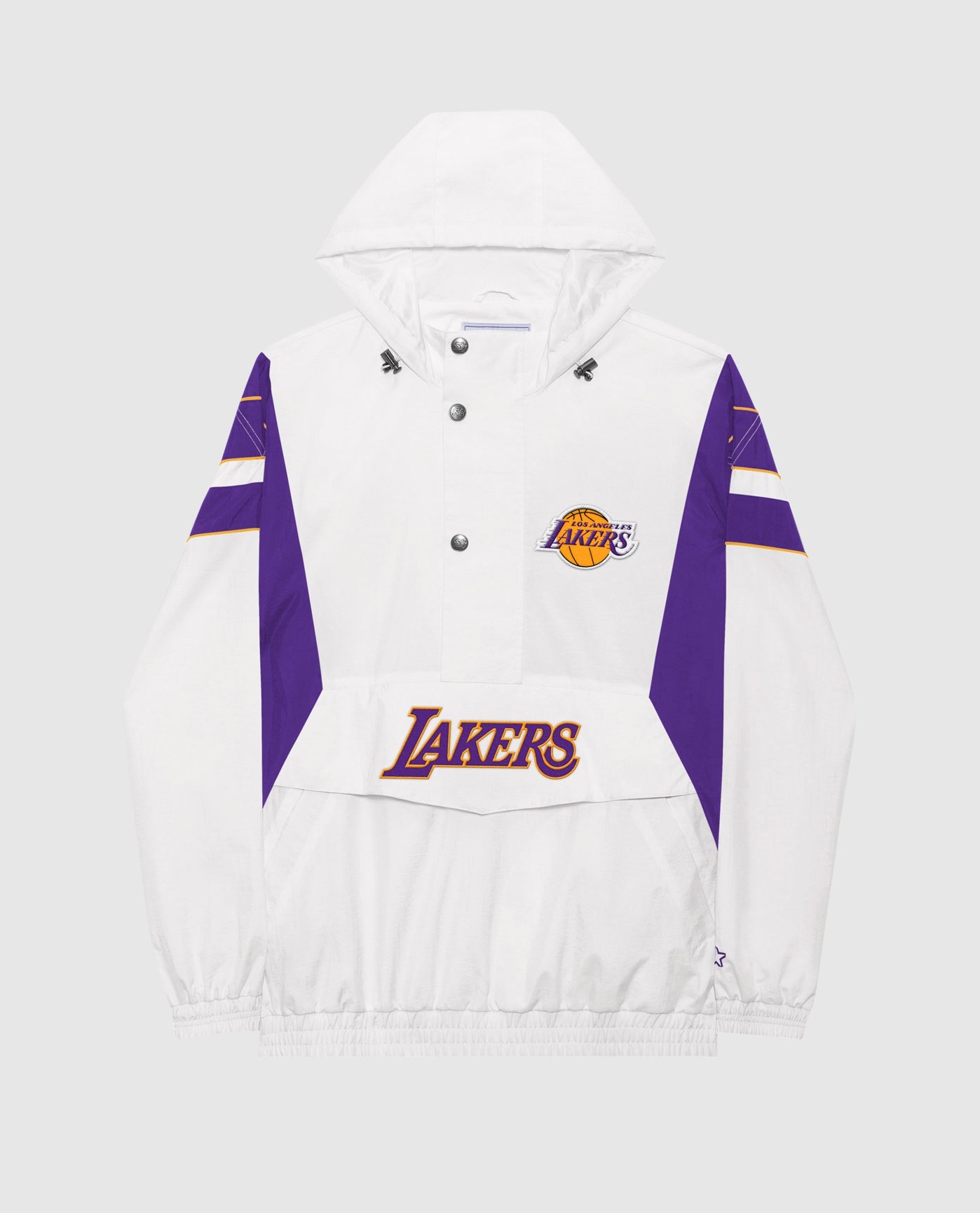 Men's Los Angeles Lakers Starter White Striker Crinkle Half-Zip Hoodie