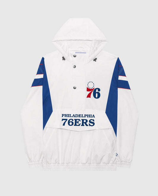Front Of Philadelphia 76ers Home Team Half-Zip Jacket | White
