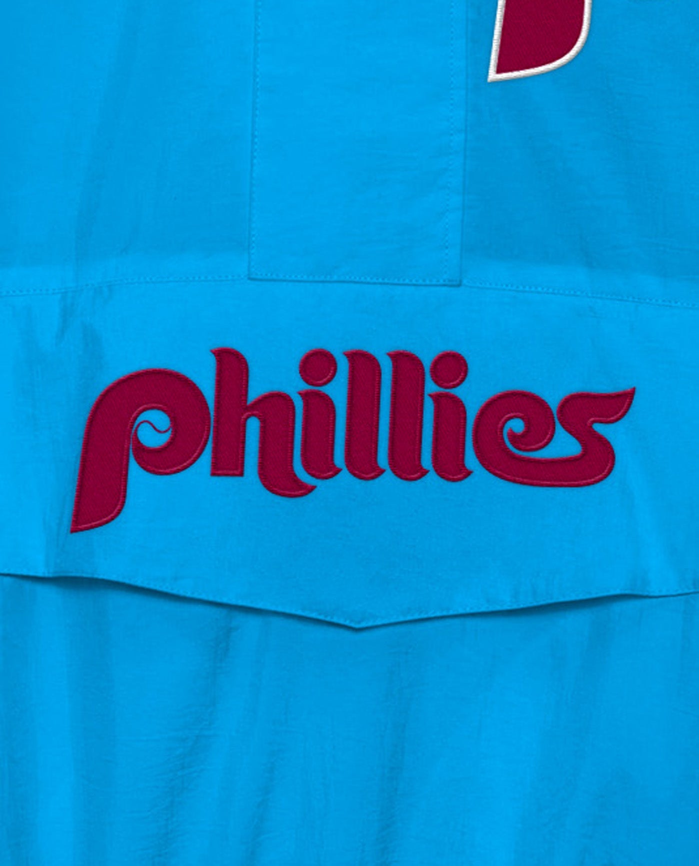 Team Name On Front Of Philadelphia Phillies Home Team Half-Zip Jacket | Phillies Blue