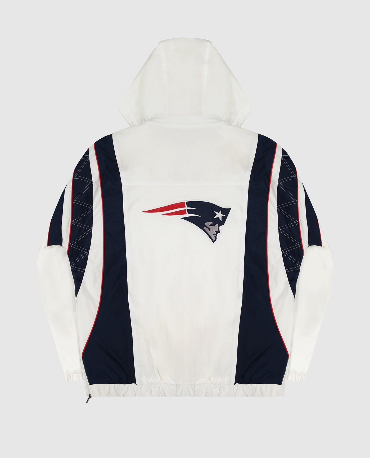 Men's Starter White New England Patriots Half-Zip Hooded Impact