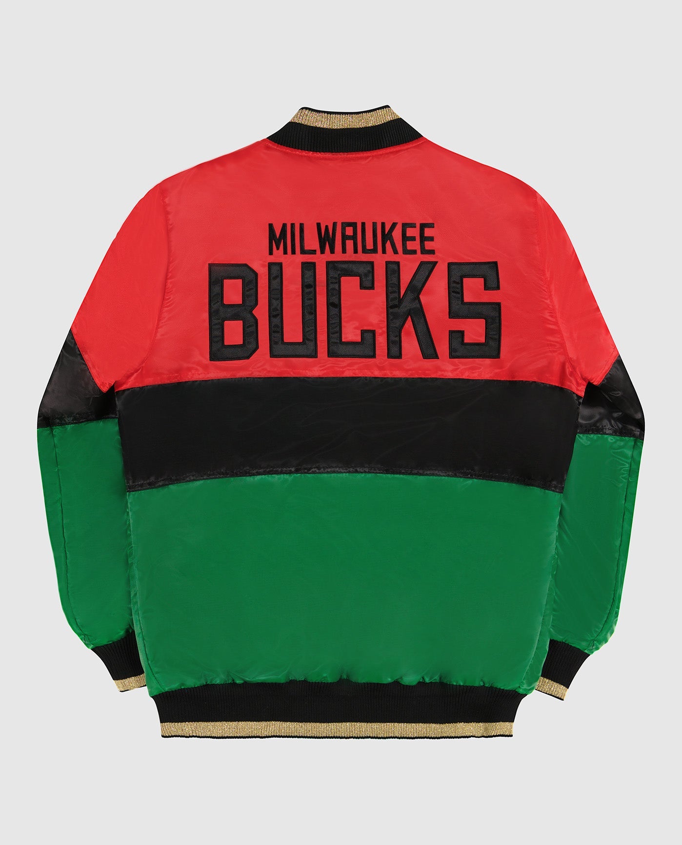 Men's Starter Black Milwaukee Bucks Home Game Satin Full-Snap Varsity Jacket Size: Medium