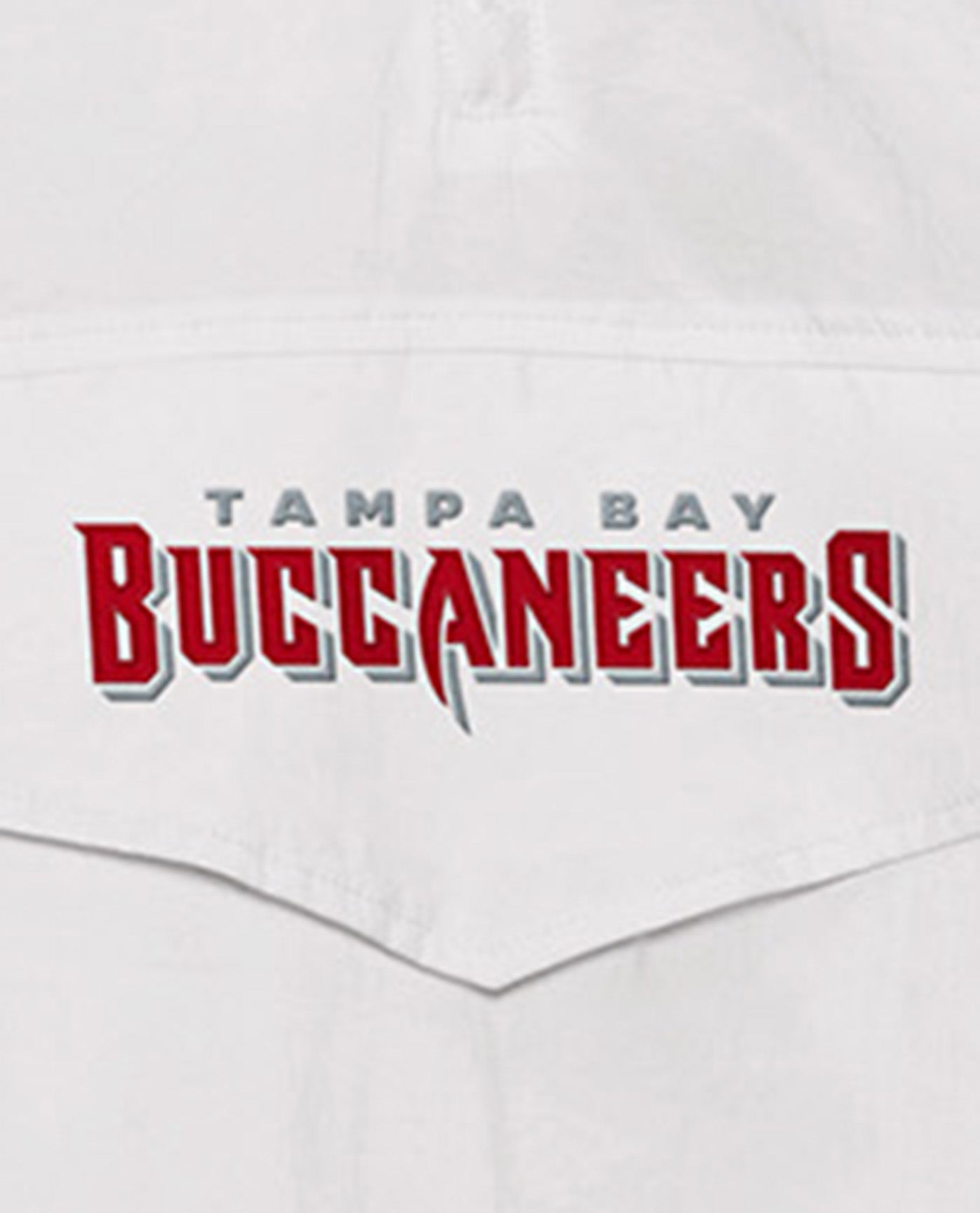Team Name On Front Pocket Of Tampa Bay Buccaneers Breakaway Nylon Half-Zip Jacket | White