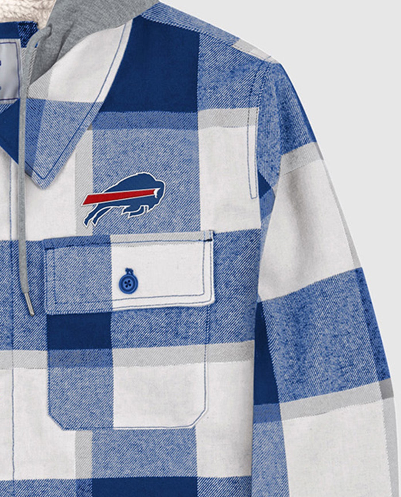 Logo On Chest Of Buffalo Bills The Big Joe Sherpa Lined Plaid Jacket | Royal Blue