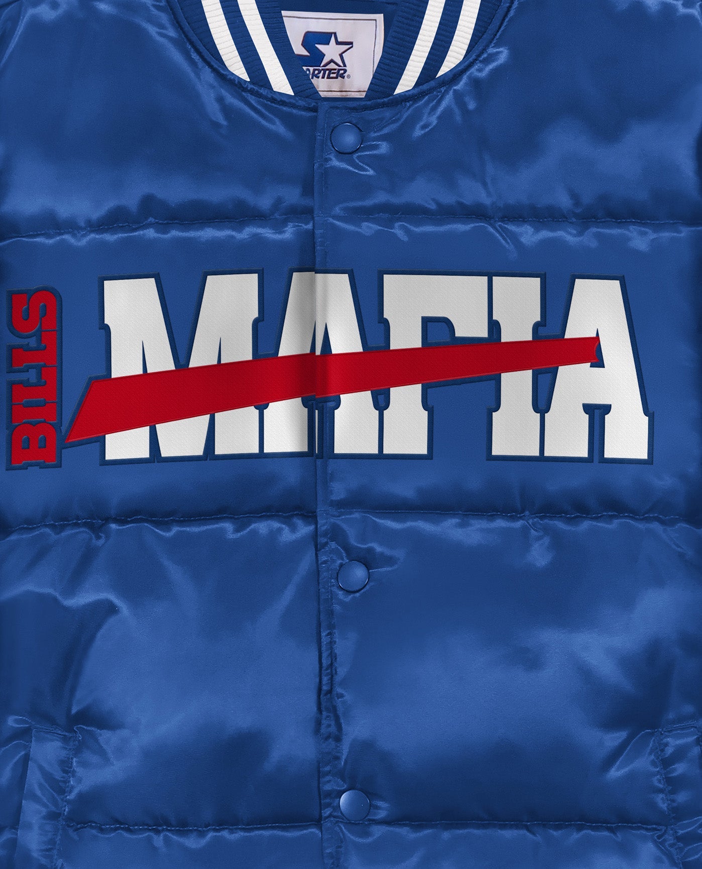 Logo On Chest Of Buffalo Bills Bronx Bubble Jacket | Bills Blue