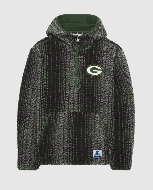 Front Of Green Bay Packers Gus Plaid Sherpa Jacket | Green