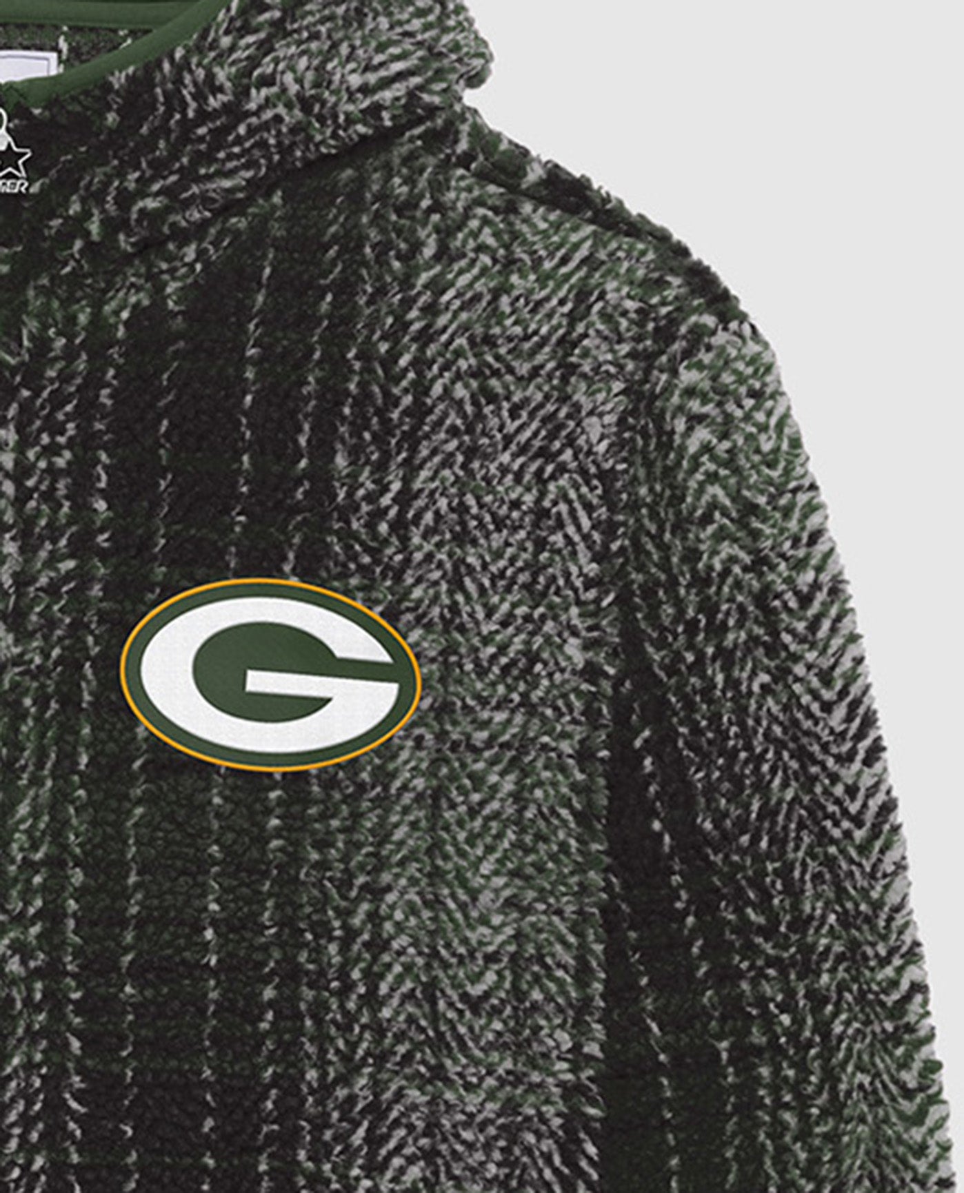 Logo On Chest Of Green Bay Packers Gus Plaid Sherpa Jacket | Green