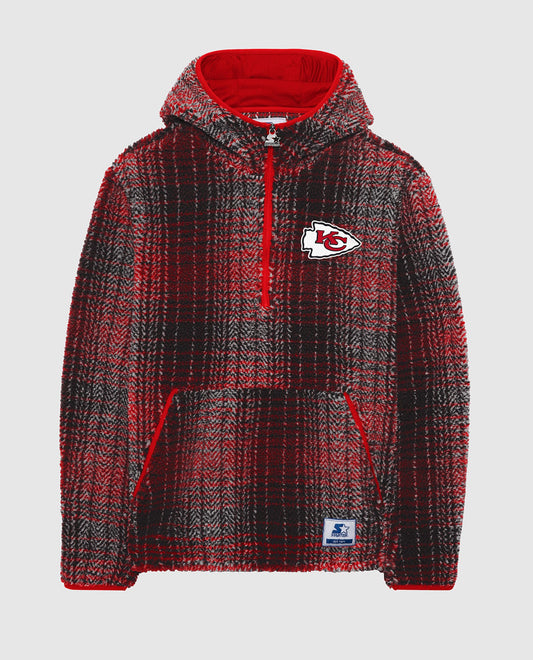 Front Of Kansas City Chiefs Gus Plaid Sherpa Jacket | Red