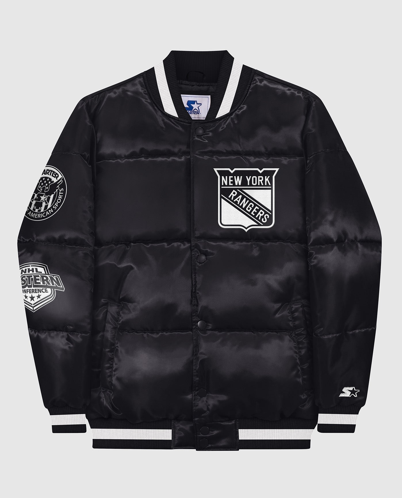 Front Of New York Rangers Down Fill Puffer Jacket | Black