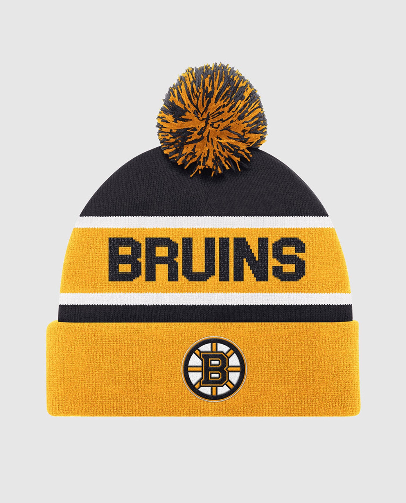 Front of Boston Bruins Pom Beanie | Bruins Yellow