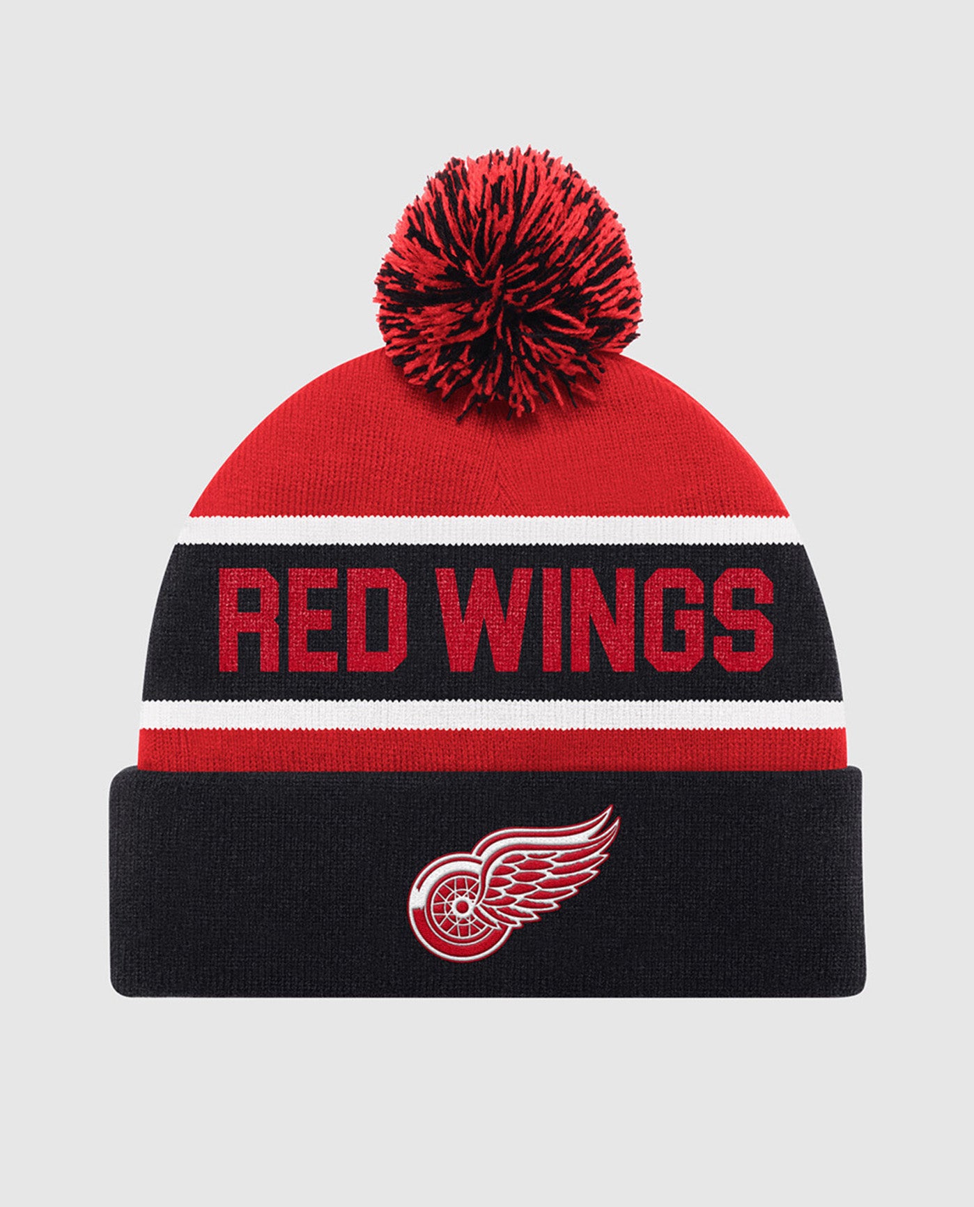 Front of Detroit Red Wings Pom Beanie | Black