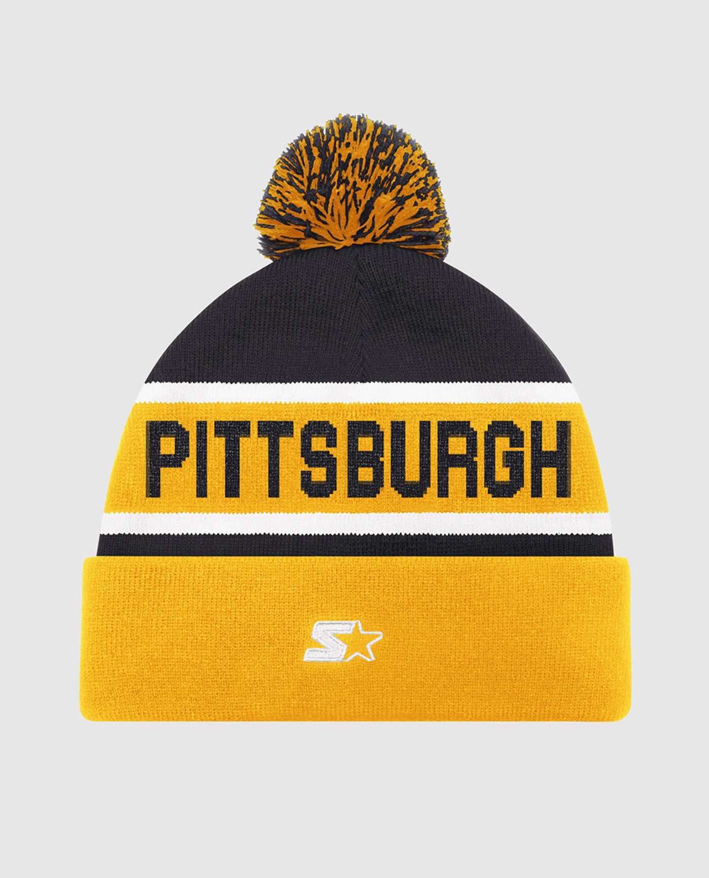 Back of Pittsburgh Penguins Pom Beanie | Penguins Yellow