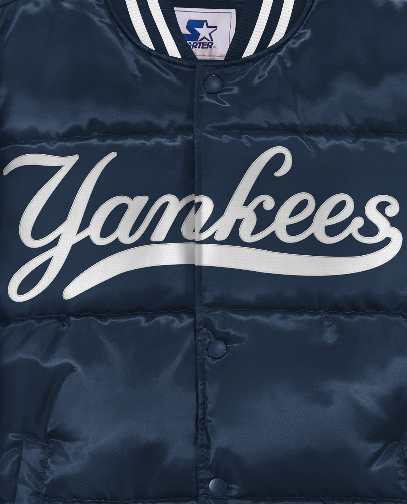 Logo On Chest Of New York Yankees Bronx Bubble Jacket | Yankees Navy