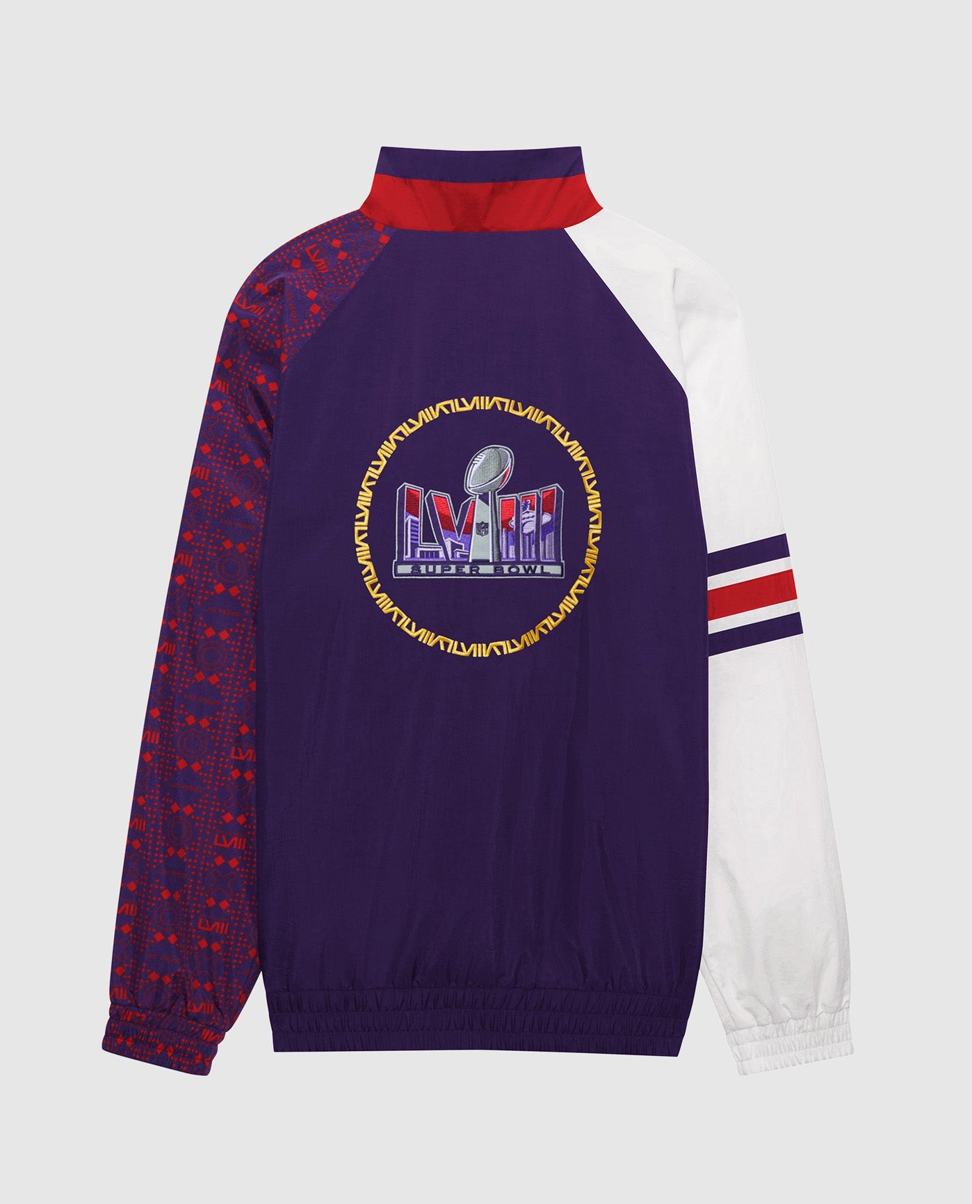 Back of Super Bowl LVIII Nylon Elite Half-Zip Pullover Jacket | Super Bowl Violet