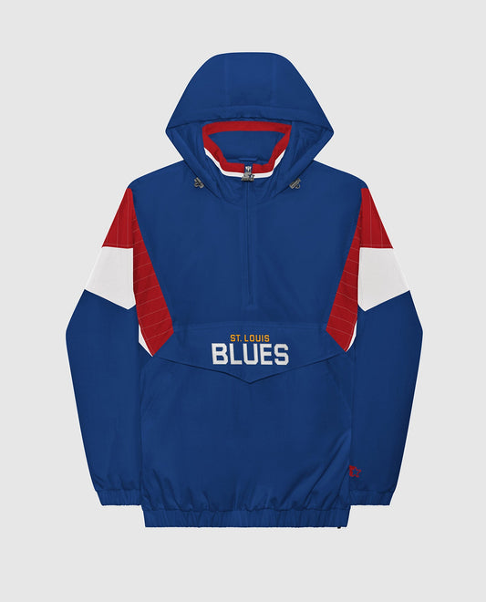 Front Of St. Louis Blues Breakaway Nylon Half-Zip Jacket | Blues Blue