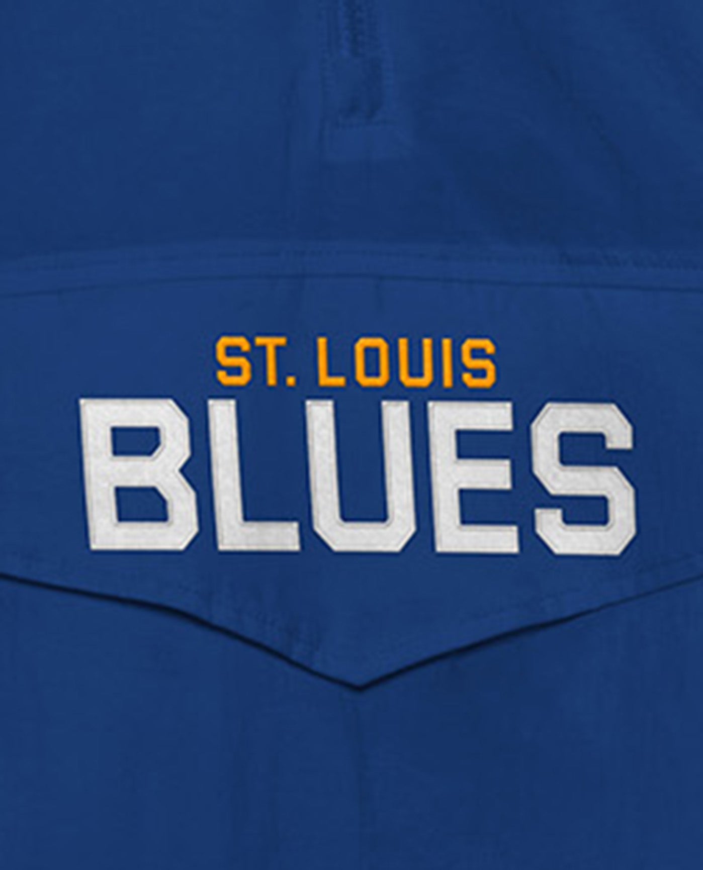 Team Name On Front Pocket Of St. Louis Blues Breakaway Nylon Half-Zip Jacket | Blues Blue