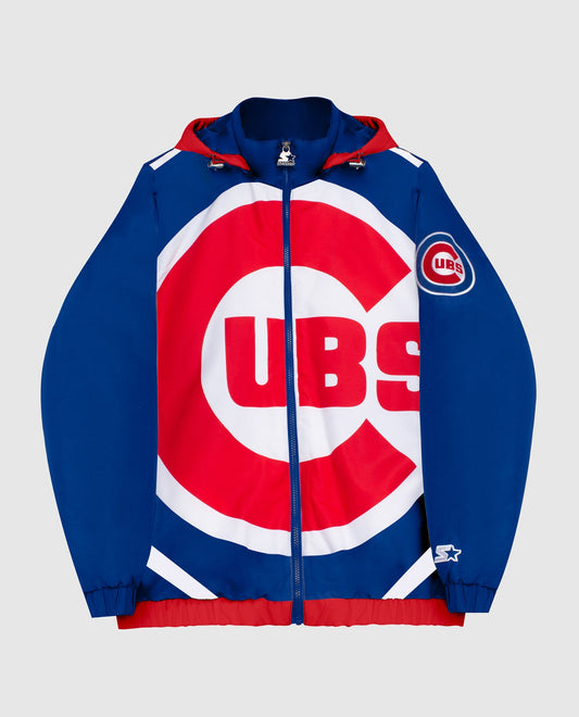 Front Of Chicago Cubs Hooded Nylon Full-Zip Jacket | Cubs Blue
