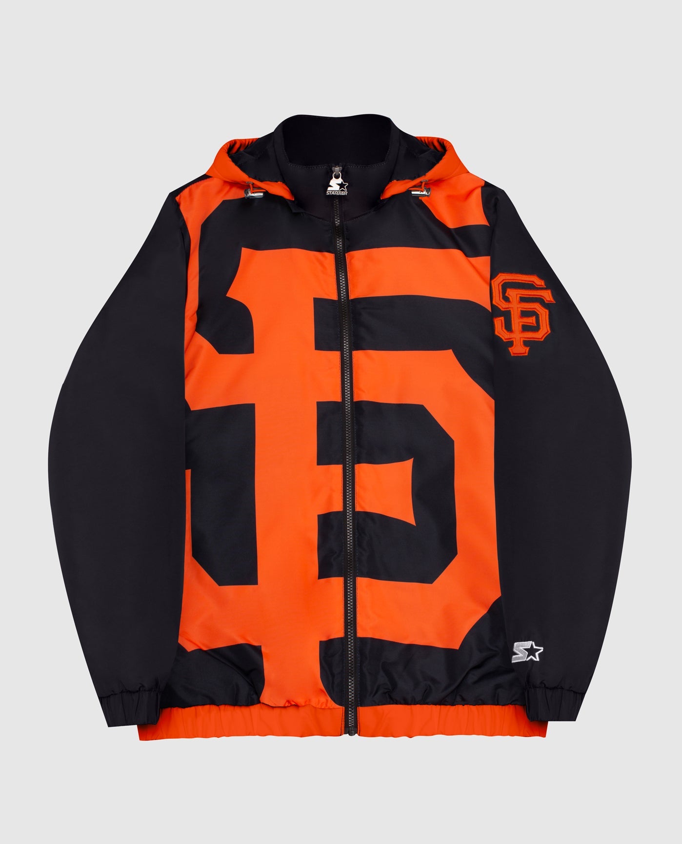 Front Of San Francisco Giants Hooded Nylon Full-Zip Jacket | Black