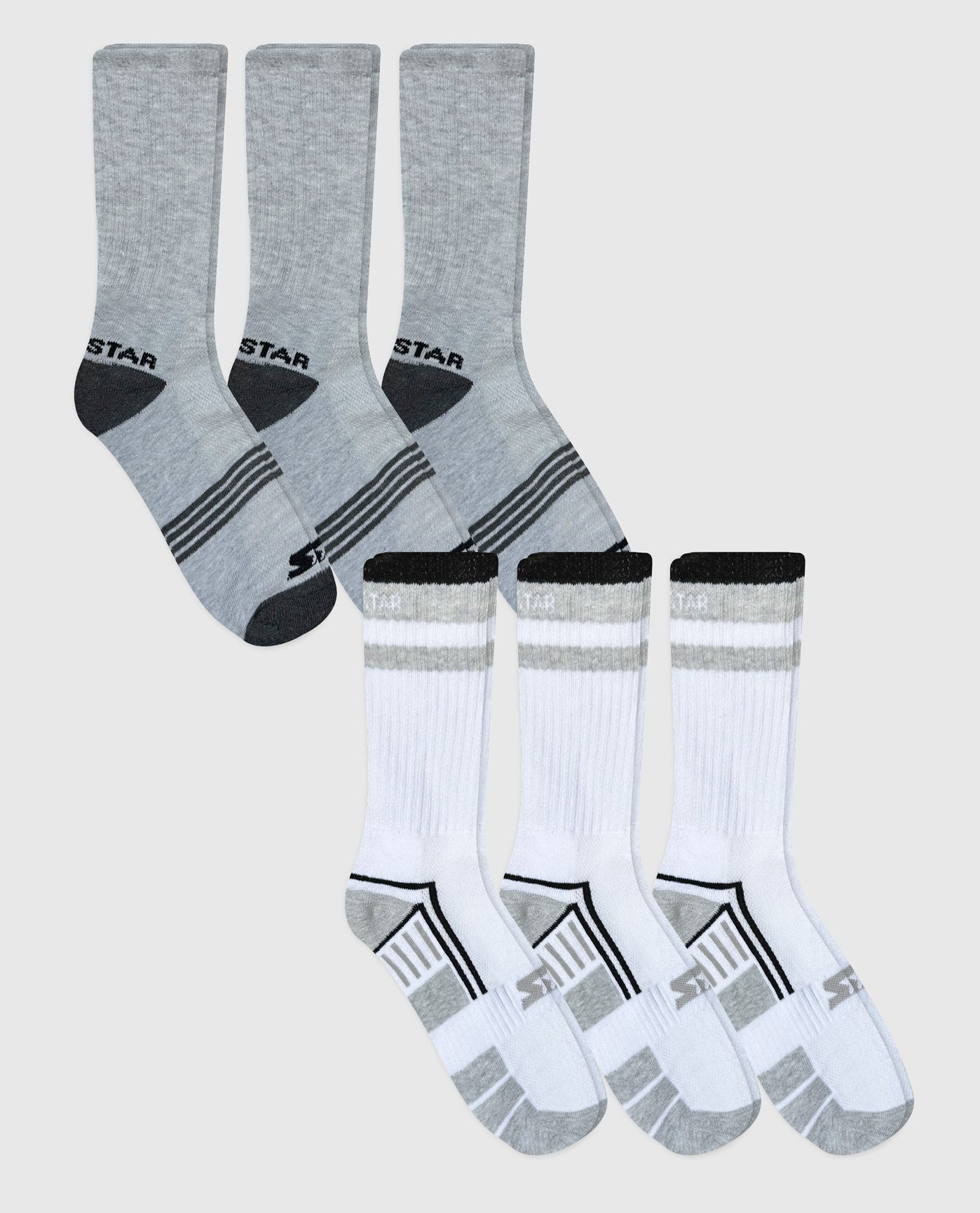 Starter Men's Half Cushion Crew Socks, 6-Pack, Size: Sock Size: 10-13. Shoe Size: 6-12, Multicolor