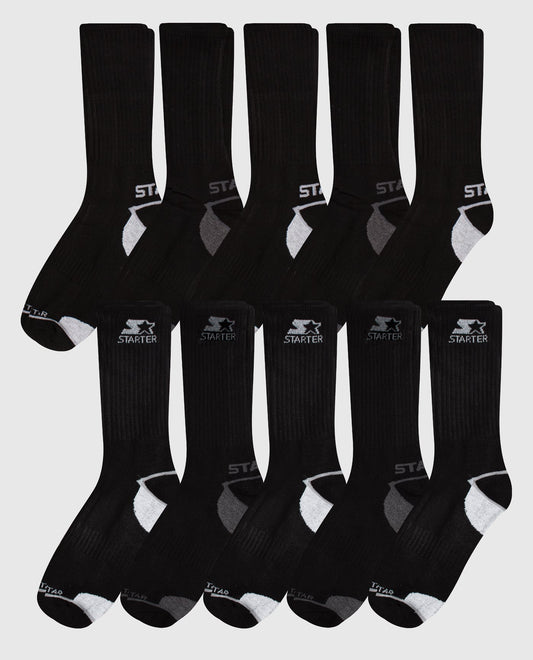 Group Image of Starter Half Cushion Crew Socks - 10 Pairs | Black